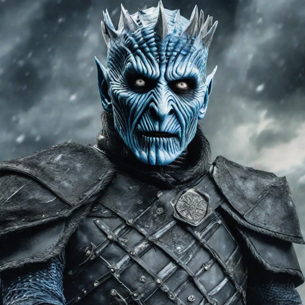 Prompt: Eddie from Iron Maiden as the night king from game of Thrones