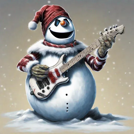 Prompt: Eddie from Iron Maiden as a snowman