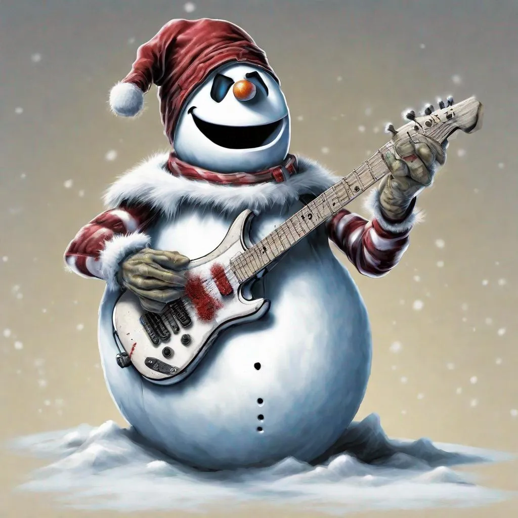 Prompt: Eddie from Iron Maiden as a snowman