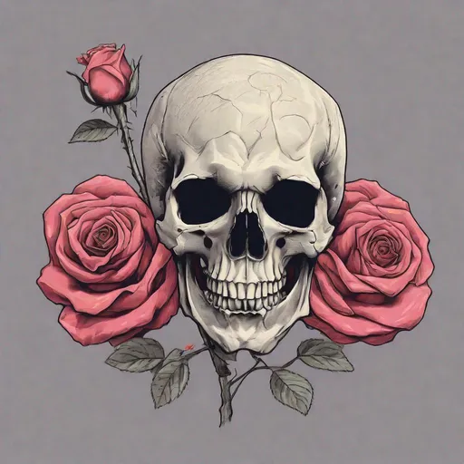 Prompt: A skull shaped like a rose