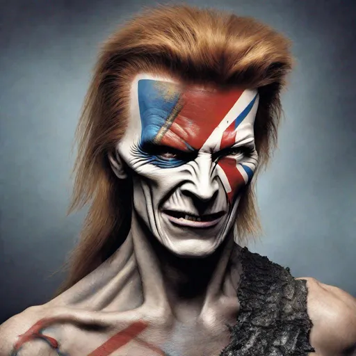 Prompt: Eddie from Iron Maiden is David Bowie 