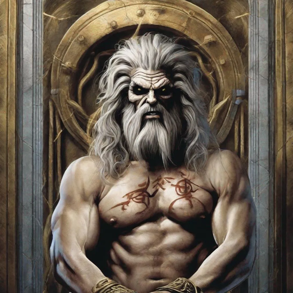 Prompt: Eddie from Iron Maiden as zeus