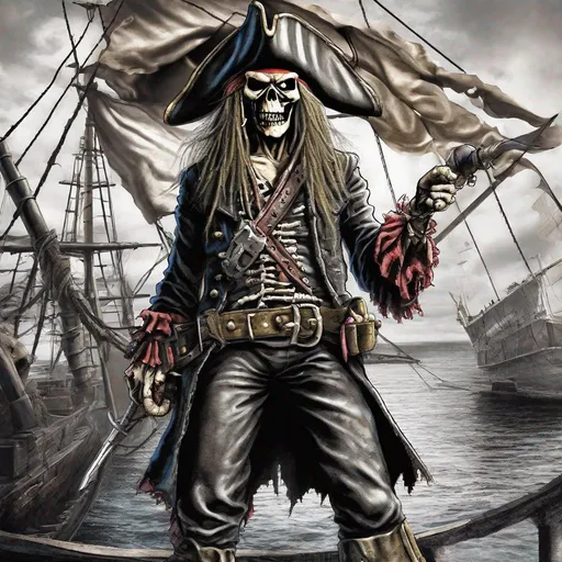 Prompt: Eddie from Iron Maiden as a pirate