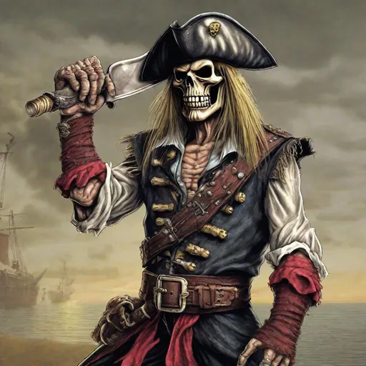 Prompt: Eddie from Iron Maiden as a pirate