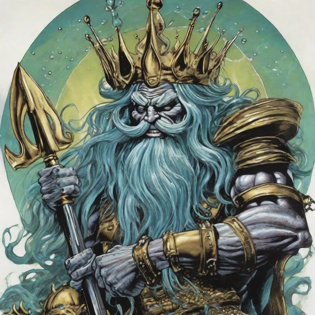 Prompt: Eddie from Iron Maiden as king neptune