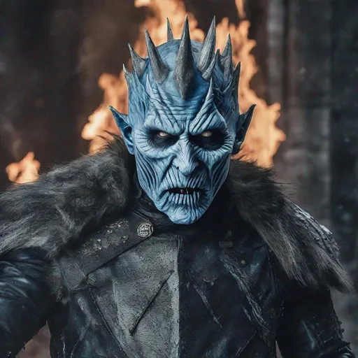 Prompt: Eddie from Iron Maiden as the night king from game of Thrones