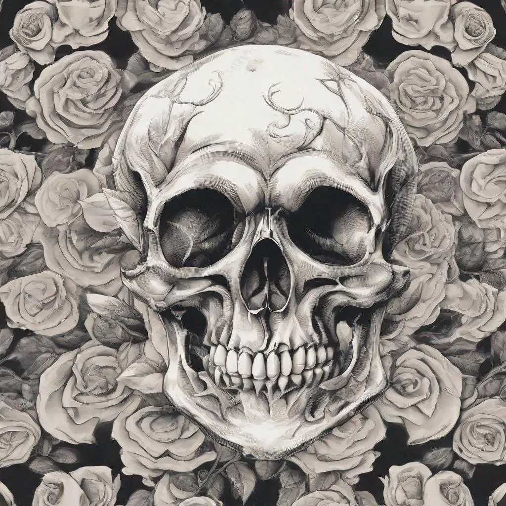 Prompt: A rose shaped like a skull