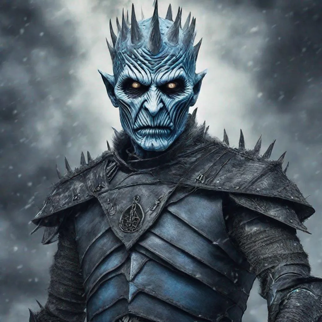 Prompt: Eddie from Iron Maiden as the night king from game of Thrones