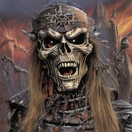 Prompt: Eddie from Iron Maiden is a metal lover