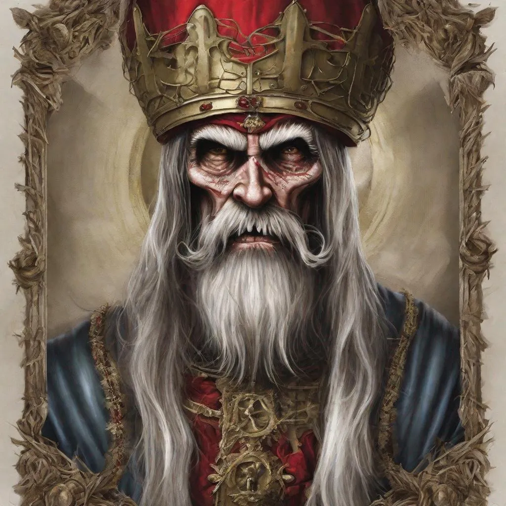 Prompt: Eddie from Iron Maiden as saint Nicolas 