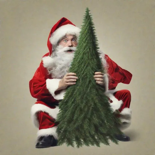 Prompt: Santa claus caught in an x-mas tree