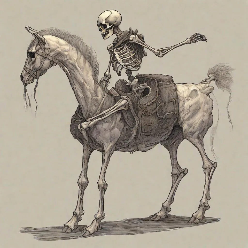 Prompt: A skeleton centaur