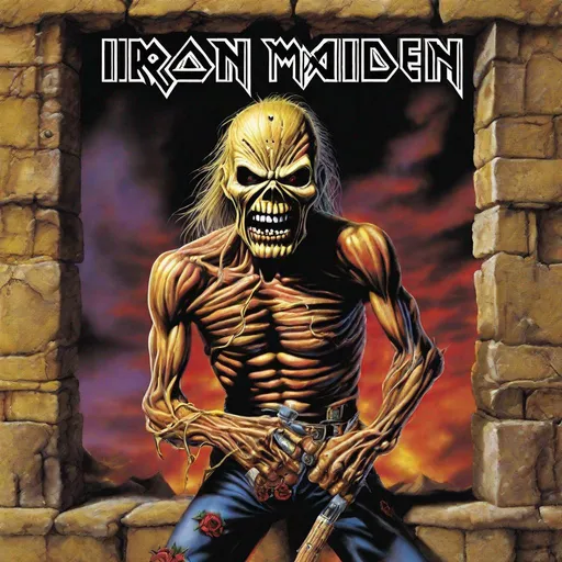 Prompt: Eddie from Iron Maiden on an album cover