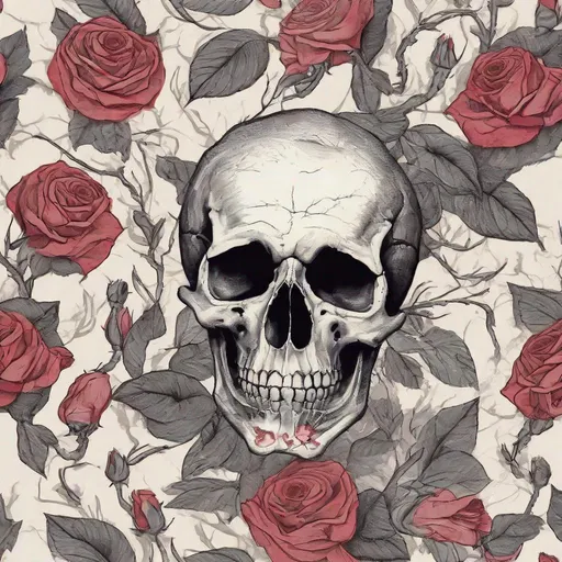 Prompt: Skull and roses