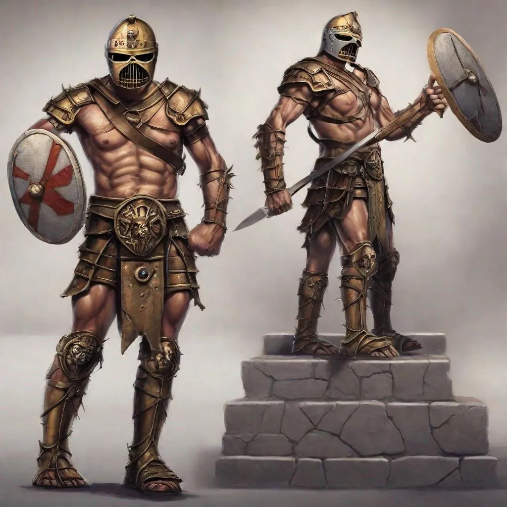 Prompt: Eddie from Iron Maiden is a gladiator