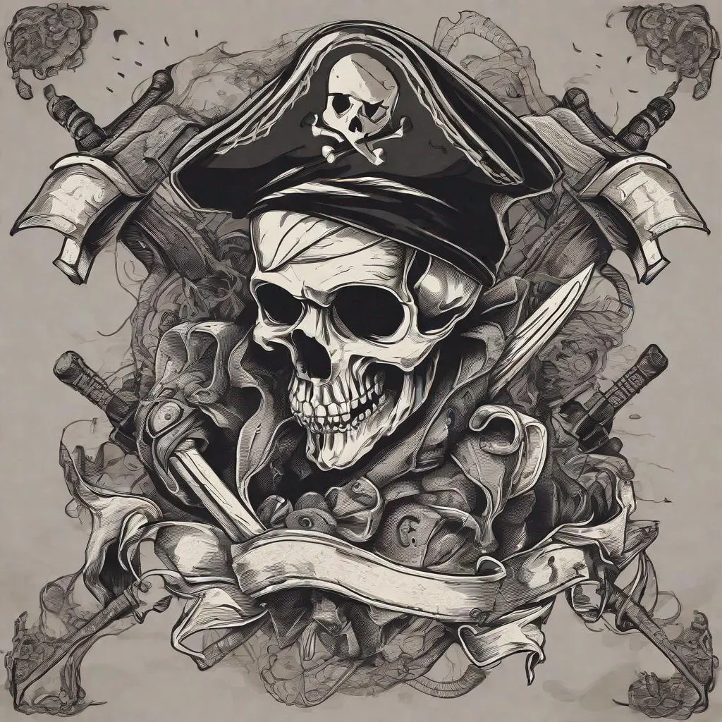 Art Pirate Skull Tattoo Stock Illustration - Download Image Now - 2015,  Anatomy, Anthropomorphic Smiley Face - iStock