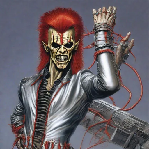 Prompt: Eddie from Iron Maiden as David Bowie 