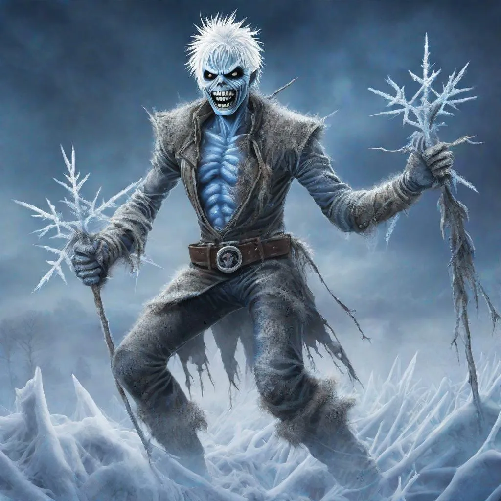 Prompt: Eddie from Iron Maiden is Jack Frost