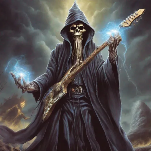 Prompt: Eddie from Iron Maiden is a wizard