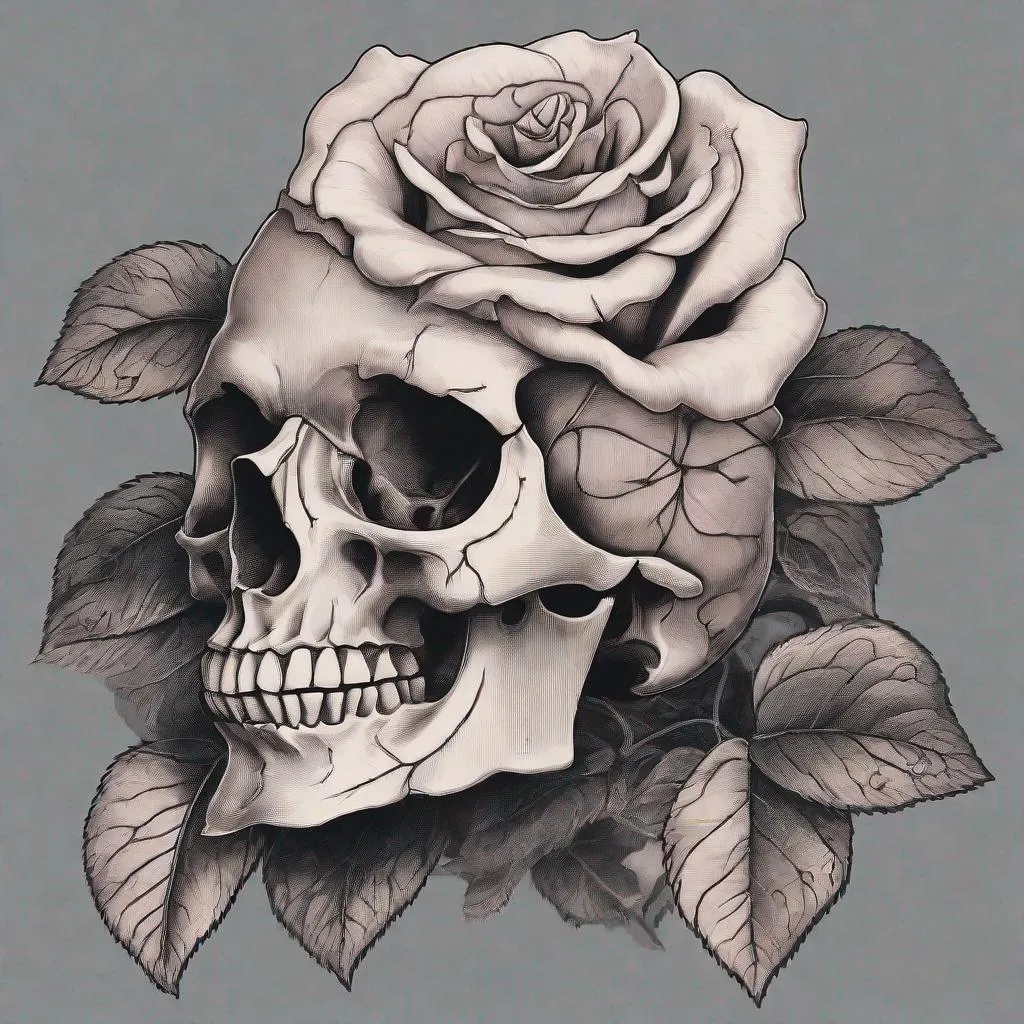 Prompt: A rose shaped like a skull