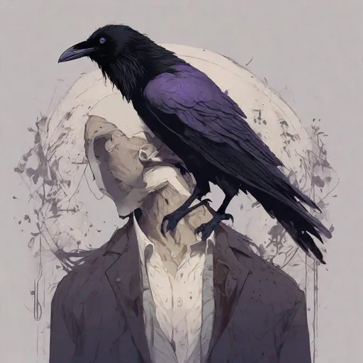 Prompt: A human soul with a ravens face