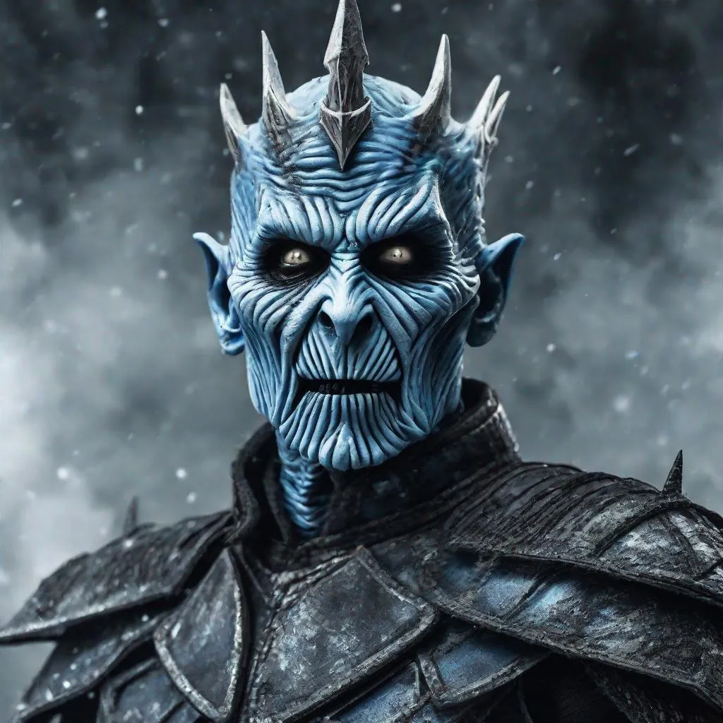 Prompt: Eddie from Iron Maiden as the night king from game of Thrones