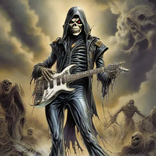 Prompt: Eddie from Iron Maiden is a phantom