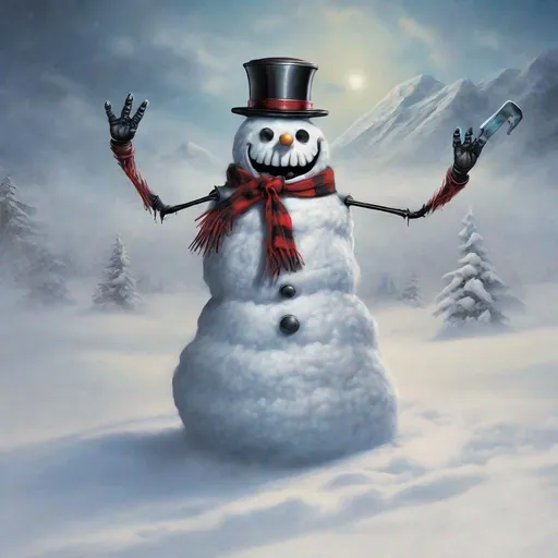 Eddie from Iron Maiden is a snowman