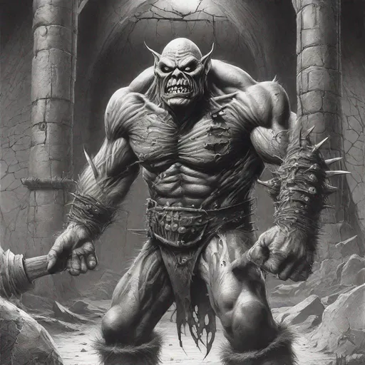 Prompt: Eddie from Iron Maiden is an orc