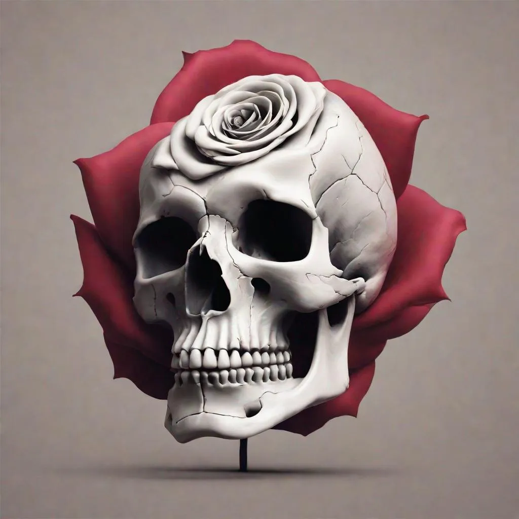 Prompt: A skull shaped like a rose