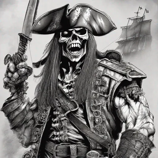 Prompt: Eddie from Iron Maiden as a pirate
