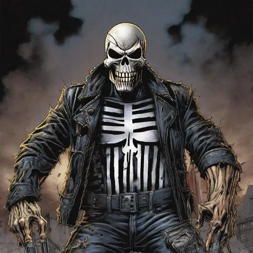 Prompt: Eddie from Iron Maiden is the punisher