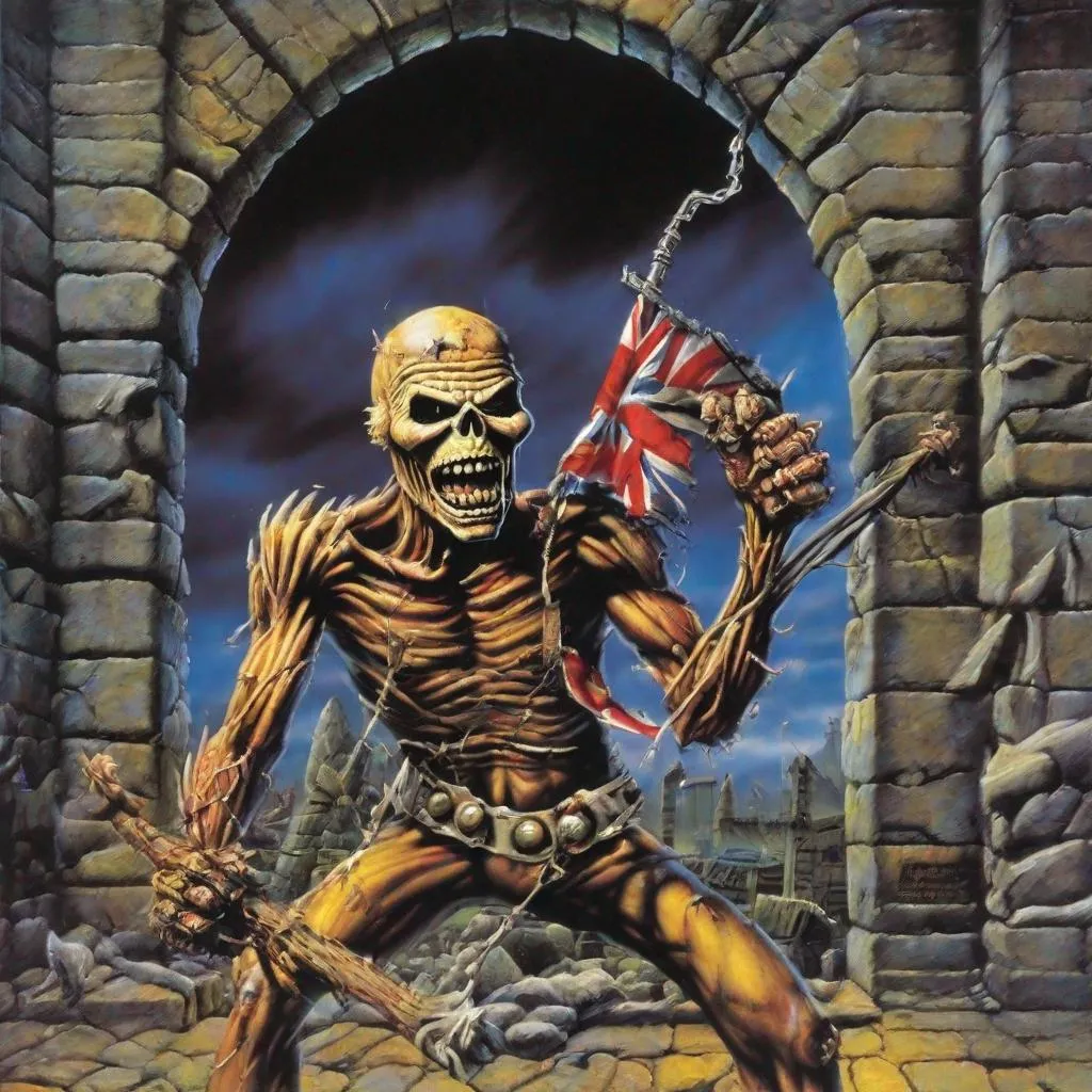 Prompt: Eddie from Iron Maiden on an album cover