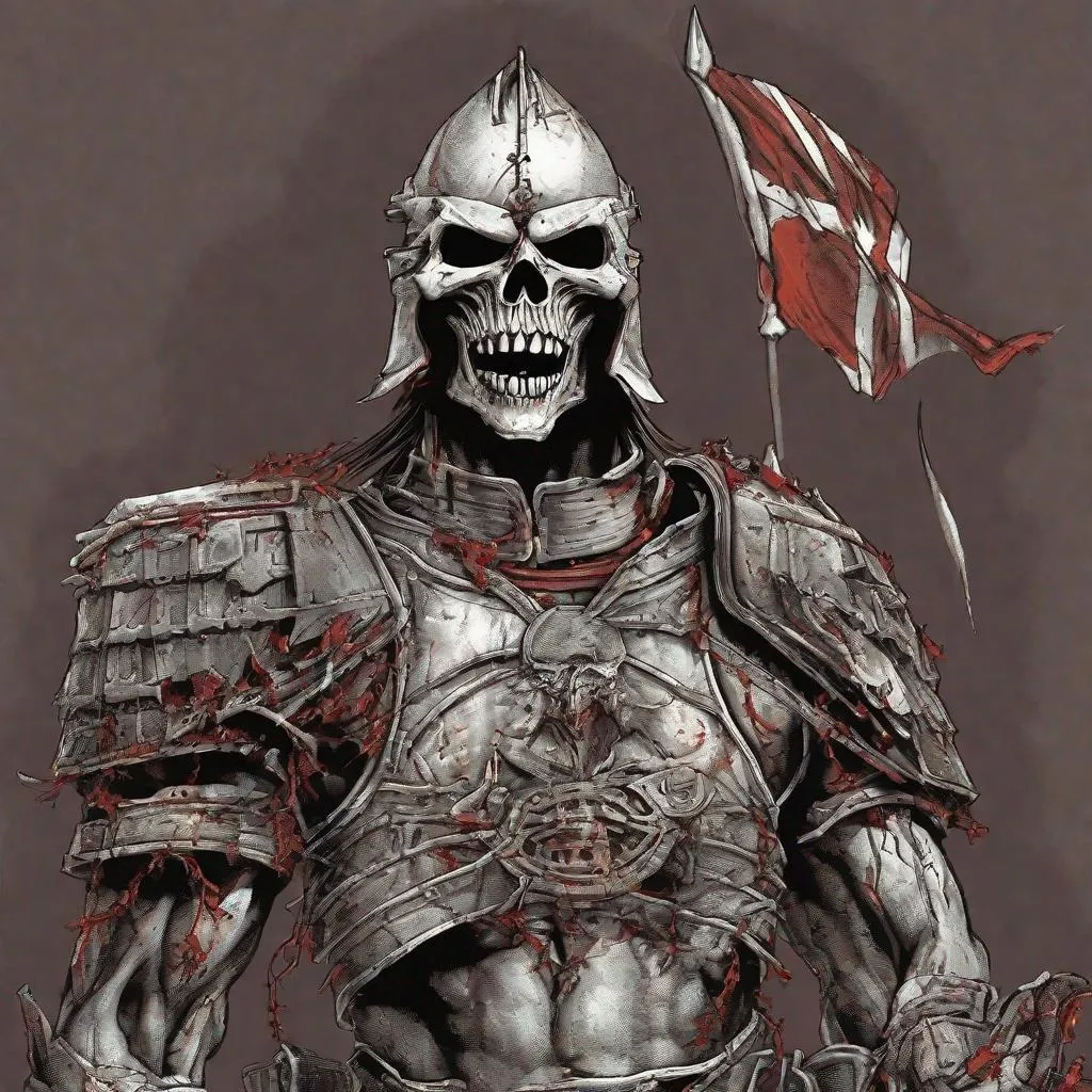 Prompt: Eddie from Iron Maiden is a warlord