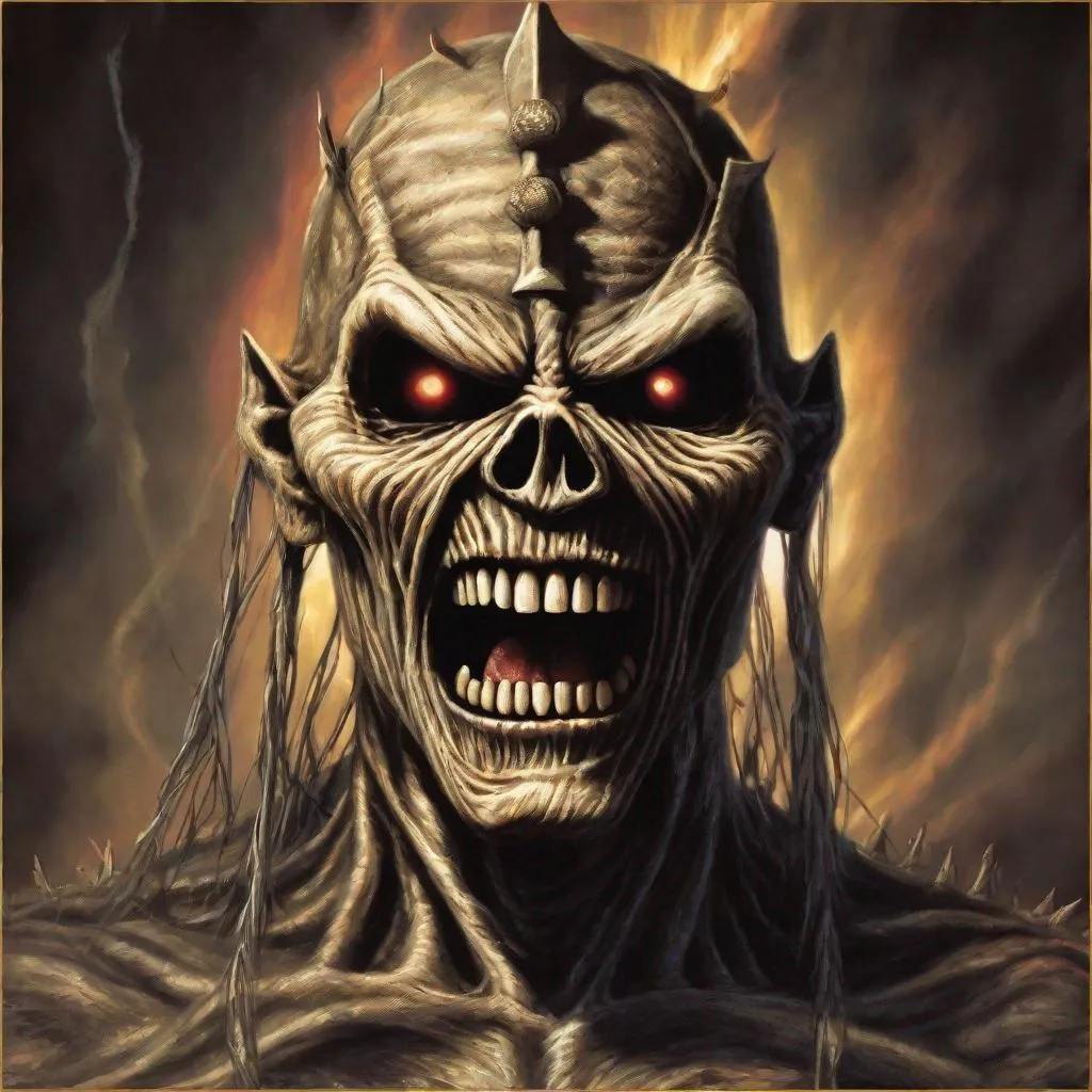 Prompt: Eddie from Iron Maiden is hallowed be thy name