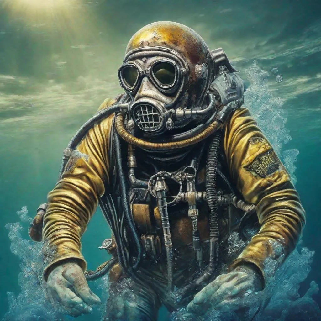 Prompt: Eddie from Iron Maiden as a diver