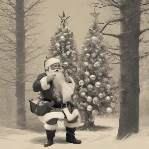 Prompt: Santa claus caught in an x-mas tree