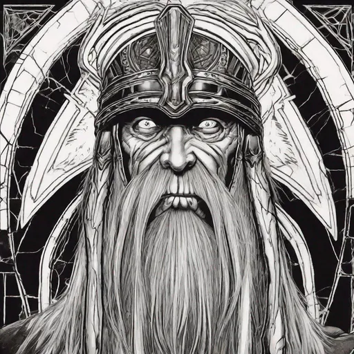 Prompt: Eddie from Iron Maiden as odin