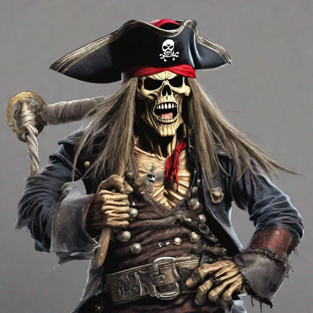 Prompt: Eddie from Iron Maiden as a pirate