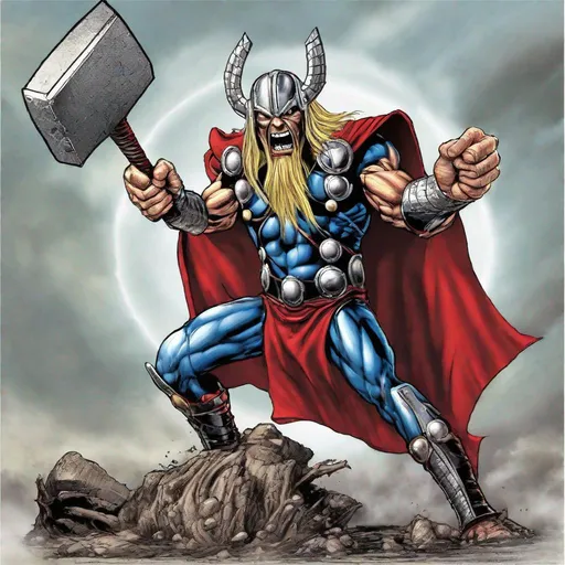 Prompt: Eddie from Iron Maiden as thor