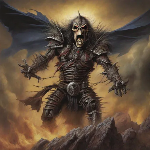 Prompt: Eddie from Iron Maiden as the four horsemen