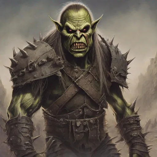 Prompt: Eddie from Iron Maiden is an orc