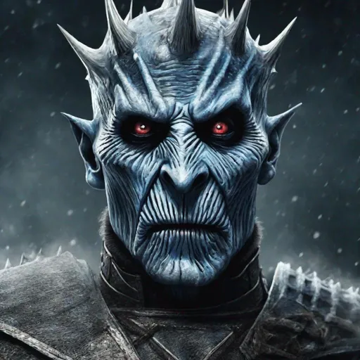 Prompt: Eddie from Iron Maiden as the night king from game of Thrones