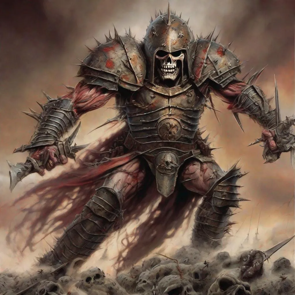 Prompt: Eddie from Iron Maiden is a warlord