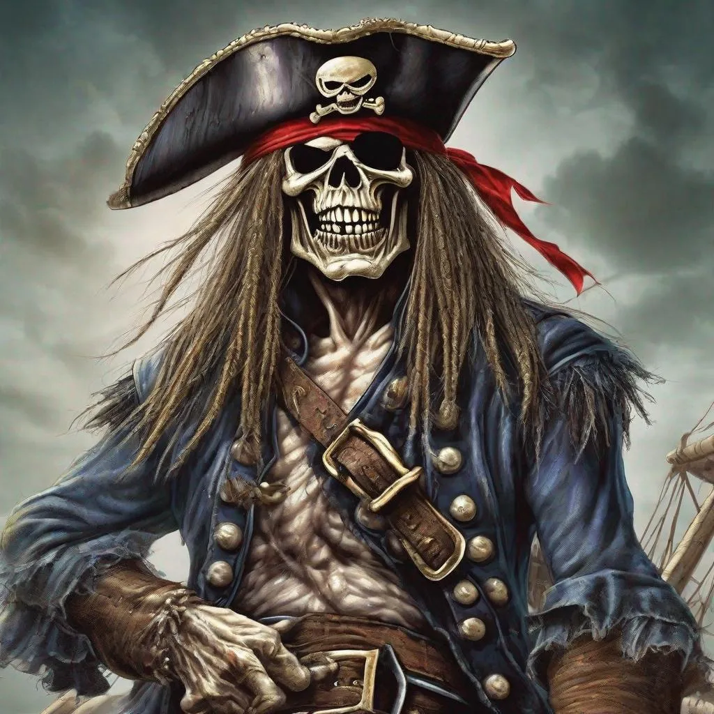 Prompt: Eddie from Iron Maiden as a pirate