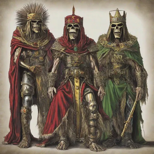 Prompt: Eddie from Iron Maiden as the three Kings 