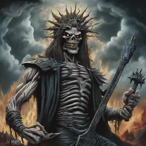 Prompt: Eddie from Iron Maiden as hades