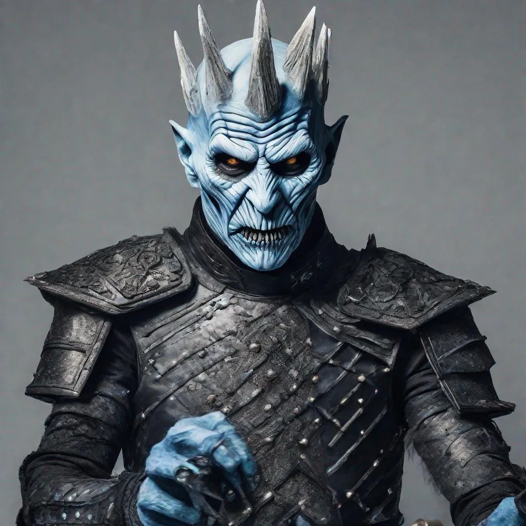 Prompt: Eddie from Iron Maiden as the night king from game of Thrones