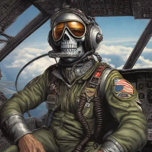 Prompt: Eddie from Iron Maiden as pilot
