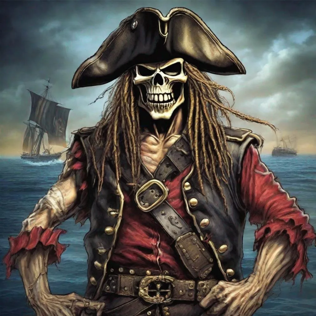 Prompt: Eddie from Iron Maiden as a pirate